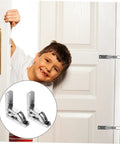 Two folding cabinet hinges with hidden brackets; silver metal hardware for folding doors, tables, and kitchen cabinets.