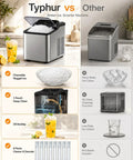 Product comparison image showcasing Top Rated Countertop Nugget Ice Maker With One Touch Deep Cleaning And Sleek Arctic Silver Trim.