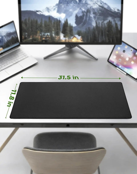 Large Gaming Mouse Pad With Non Slip Rubber Base And Edge Stitching For Desk Laptop PC Wrist Rest For Gamer Office And Home Classic Black XL 11.81 x 31.50 x 0.12 Inches on modern desk setup