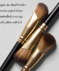 Angled Precision Concealer Brush For Liquid And Cream Concealer Cruelty Free Makeup Tool with no-shed bristles and gold ferrule.