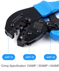 Knoweasy Powerpole Crimper Handles 15 30 And 45 Amp Connectors For Anderson Powerplugs showing crimp specification for connectors.