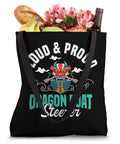 Dragon Boat Tote Bag For Racers And Steers with colorful dragon design filled with groceries, featuring bold 'Loud & Proud' text.