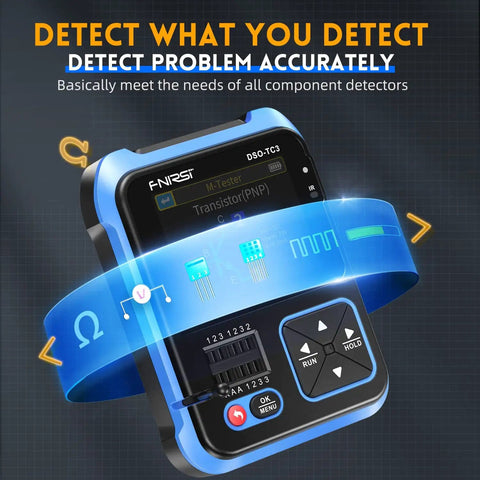 Go To All In One Handheld Oscilloscope With DDS Signal Generator And Transistor Tester, 500 kHz Bandwidth display features