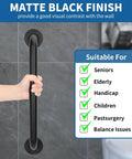 Hella Tough Stainless Steel Shower Grab Bars For Seniors And 12 Inch Anti Slip Bathroom Hand Rails with matte black finish.