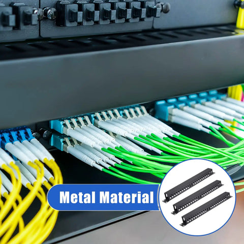4 Pack 1U 24 Slot Horizontal Rack Cable Management Kit With Metal Finger Duct Organizer and network cables