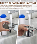 Premium Stainless Steel Moka Pot With Heavy Duty Dual Pipe Flow Tech For Pullin Quick Stovetop Espresso On Gas Or Induction Cooktops cleaning under running water.