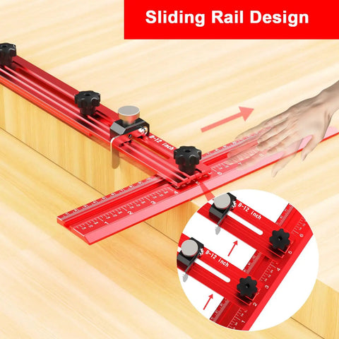 Professional Stair Tread Template Tool With Solid Aluminum Measuring Jig for Dead On Angle and Depth Readings use with sliding rail design.