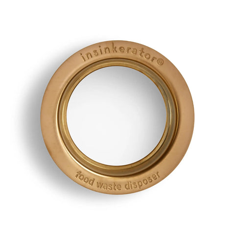 Top view of Brushed Bronze Kitchen Sink Flange for Garbage Disposal Mount, 4.5 Inch by 1.75 Inch, Durable Stainless Steel Construction, Model FLG-BB