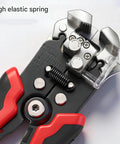 All In One Wire Stripper And Cutter For Electricians And DIY Handymen With Safe Locking Auto Stripping showing high elastic spring