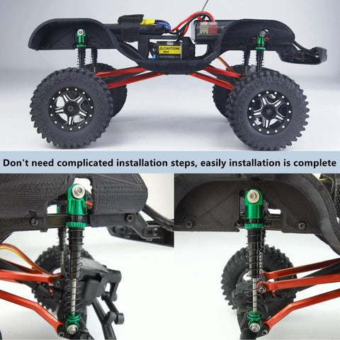 Beefy Heavy Duty Aluminum RC Shock Absorbers Set Four 48mm Adjustable Dampers for SCX24 1/24 Crawler Upgrades installed