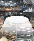 10 Pack 500W UFO LED High Bay Light Workhorse With 50000LM 6500K Daylight White Ultra Thin IP65 Waterproof lighting usage collage