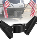 Heavy Duty RV Flag Pole Mount For Travel Trailer Tongue Jack Clamps On Without Drilling Dual Pole Holder in front of RV flags