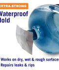 Heavy Duty Marine Grade Leak Stopping Tape, 15 Ft By 4 In, Waterproof Patch applied on water jug showcasing extra-strong waterproof hold