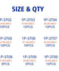 Heavy Duty Nitrile 90 Shore D Ring Kit With 9 Sizes And 80 Printed Rings For Hydraulic Hose Fittings, size chart displayed.