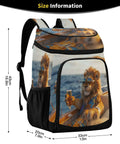 Yacht Inspired Insulated Cooler Backpack With Leakproof Waterproof Design 30 Can Capacity 30L with lion print at sea.