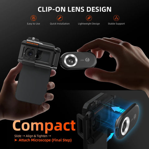 Phone Microscope With 200X Magnification And Built In LED UV Light For iPhone And Android CPL Polarizing Filter Portable Zoom Lens Attachment For Plants Coins Jewelry And Tiny Details On The Go clip-on phone lens