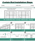 Wood Curtain Rod Set With Adjustable 36 To 120 Inch Length, 1 Inch Diameter, Imitation Wood Grain Finish, installation steps diagram
