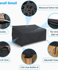 Heavy Duty Waterproof Outdoor Sofa Cover For A 3 Seater Loveseat, All Weather Protection, Snug Fit With Adjustable Strap, black cover with features.
