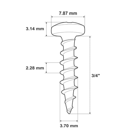 Heavy Duty Pan Head Wood Screws Black Phosphate Finish Corrosion Resistant Coarse Threading Fast Installation For Mdf And Lumber Projects outlined with measurements.