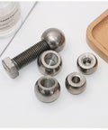 Front view of stainless steel piercing replacement balls, M6 threaded half-hole, 6 pcs.