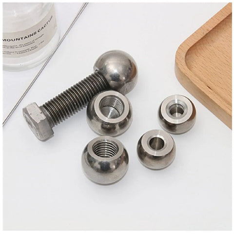 Front view of stainless steel piercing replacement balls, M6 threaded half-hole, 6 pcs.