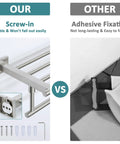 Comparison of 16 Inch Wall Mounted Towel Rack With Tower Bars In Brushed Nickel, SUS 304 Stainless Steel Bathroom Shelf installation methods