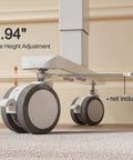 Lockable Stem Caster Wheels Set Of 4, 2.5 Inch White Swivel Casters With M8 Metric Threads under a desk on carpet