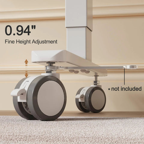 Lockable Stem Caster Wheels Set Of 4, 2.5 Inch White Swivel Casters With M8 Metric Threads under a desk on carpet