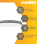 32 Inch Oval Flush Mount Light Fixture With Double Band Trim Dimmable LED Ceiling Light Color Selectable 3000K 4000K 5000K 35 Watts 3000 Lumens