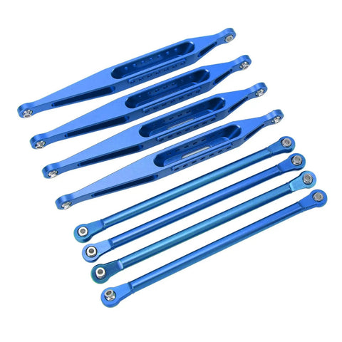 Upgrade Your RC Ride With Premium Aluminium Alloy Suspension Links For Losi 1/8 LMT 4WD, blue linkage set for heavy duty performance.