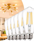 Vintage Edison LED Bulbs 6W, 60W Equivalent, Soft White 3000K Clear Filament ST19 E26, 700 Lumen, Non Dimmable, 6 Pack