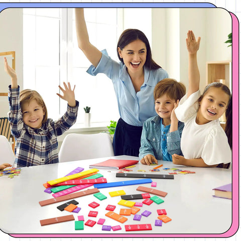 Children using 12 Sets Fraction Tiles for Classroom and Homeschool Durable EVA Foam Manipulatives with Laminated Anti Scratch Surfaces