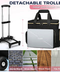 Rolling Teacher Bag With Detachable Dolly And File Compartment, shown with trolley and different floor types, fits 15.6" laptop.