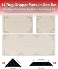 12 Pack Rug Gripper Tape Set For Area Rugs Non Slip Double Sided Carpet Tape Pads For Hardwood Floors