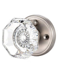 Crystal Glass Interior Door Knob With Privacy Lock for Bathroom And Bedroom, Satin Nickel Finish, Easy Install, Sleek Modern Vibe