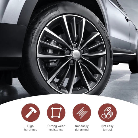 Car with black rim showing 6 Spline Lug Nut Socket Fits 13/16 Inch And 3/4 Inch Lug Nuts Non Slip Hex Locking Tool For Quick Tire Changes