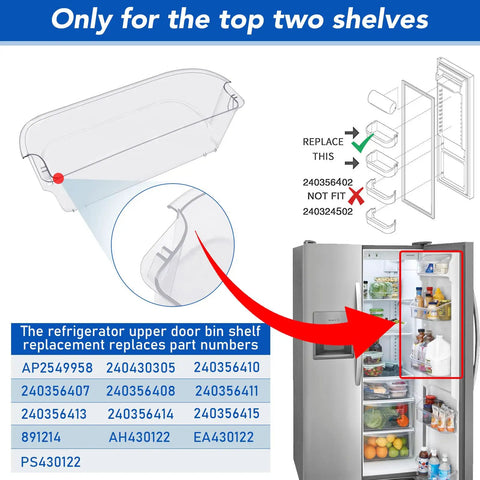 Diagram of Refrigerator Door Bin Shelf Upper Slot Replacement Part For Most Modern Side By Side And French Door Refrigerators