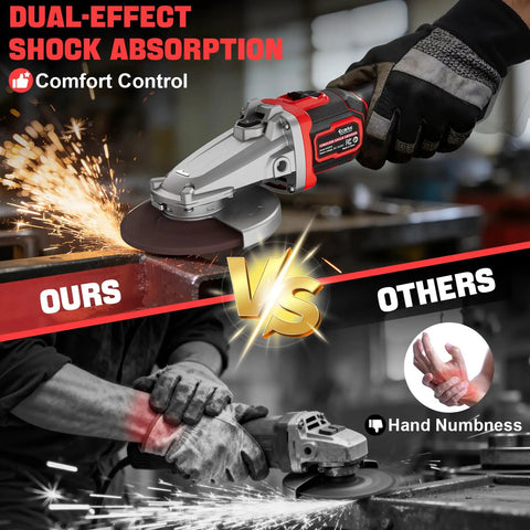 Professional Flathead Angle Grinder Built Ridiculously Tough Works Slick On Tight Spaces Delivers Serious Kickass Grinding Power And Smooth Anti Vibration Safety With Your Milwaukee 18V Battery Tool Not Included demonstrating dual-effect shock absorption.