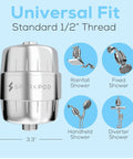 High Output Shower Filter Capsule For Sensitive Skin And Dry Scalp, Chrome Finish, Universal Fit for Various Shower Types