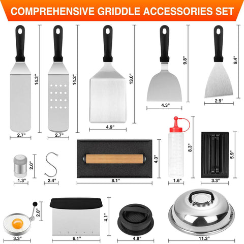 All In One Griddle Accessories Kit For Flat Top Grills 25 Piece Set BBQ Ready Cookout Gear Compatible With Blackstone And Camp Chef