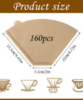 Solid Daily Driver Number Four Cone Coffee Filter Papers, 160 count, unbleached, measuring 11.3cm x 12cm for drip machines.
