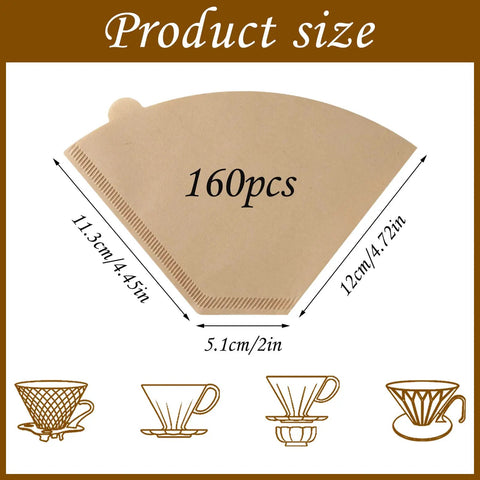 Solid Daily Driver Number Four Cone Coffee Filter Papers, 160 count, unbleached, measuring 11.3cm x 12cm for drip machines.