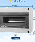 Beefy Waterproof Distribution Protection Box For Indoor Outdoor Wall Circuit Breakers, Rugged ABS Plastic Enclosure With Clear Cover, IP65 Weatherproof Electrical Box For 15 Way HT 15WAY Systems, 315x210x110 mm