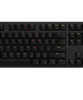 Top view of Fire Black RGB Mechanical Gaming Keyboard With Clicky Switches And Lightsync Customizable Backlighting Plus Easy Access USB Passthrough Port For Serious Playtime Vibes Renewed.