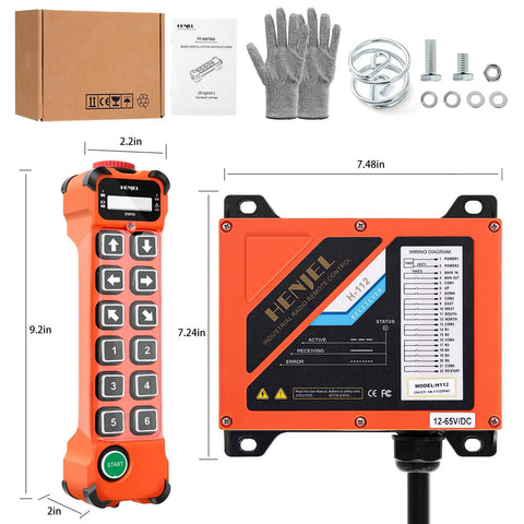 12 Button Wireless Crane Remote Control 12V 24V Industrial Radio Transmitter For Gantry Hoist And Jib Crane with accessories pack