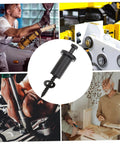 Beefy Barn Door Hardware Kit With Adjustable Carbon Steel Spacers And Sliding Track Connectors For Smooth Operation Interior Hardware Set For Home Renovation Four Sets Included visualization with tools and installation scenes