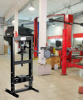 Beefy 6 Ton Hydraulic Press H-Frame Shop Press With Adjustable Height Work Table And 2 Press Plates in automotive garage