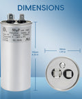 50uF 440V AC Round Start Capacitor For Heat Pumps And Air Conditioners, 370V Or 440V Compatible, CBB65 with dimensions