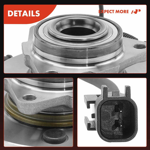 Close-up of Two Front Wheel Bearing And Hub Assembly With ABS And Five Lug Pattern For Ram 1500 2009 2010 2011 Dodge Ram 1500 2 Pack Compatible With 5 Lug Bolts Included Built For Tough Roads, showing bearings and ABS sensor.