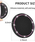 Four Pack Car Coasters With Crystal Rhinestones Universal 2.75 Inch Silicone Cup Holder Coasters shown with dimensions